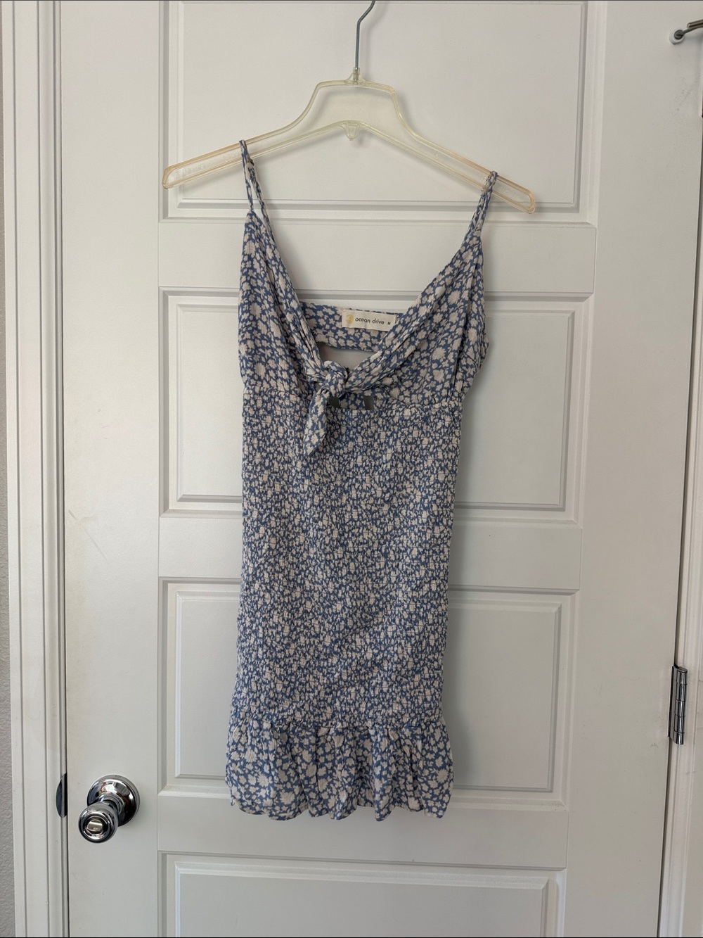 Ocean Drive Blue Floral Tie-Front Mini Dress